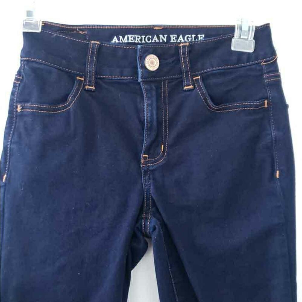 American Eagle Hi-Rise Jegging Super Super Stretch Jeans Size 0 Dark Wash - Picture 3 of 8